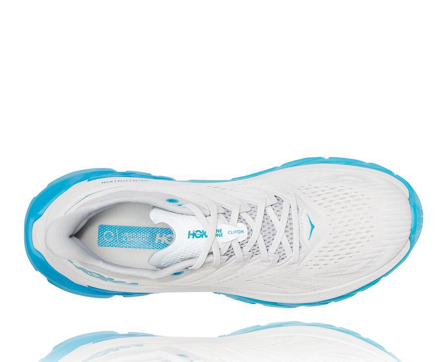 Hoka One One Running Shoes Mens White/Blue - Clifton Edge - 74915JINW